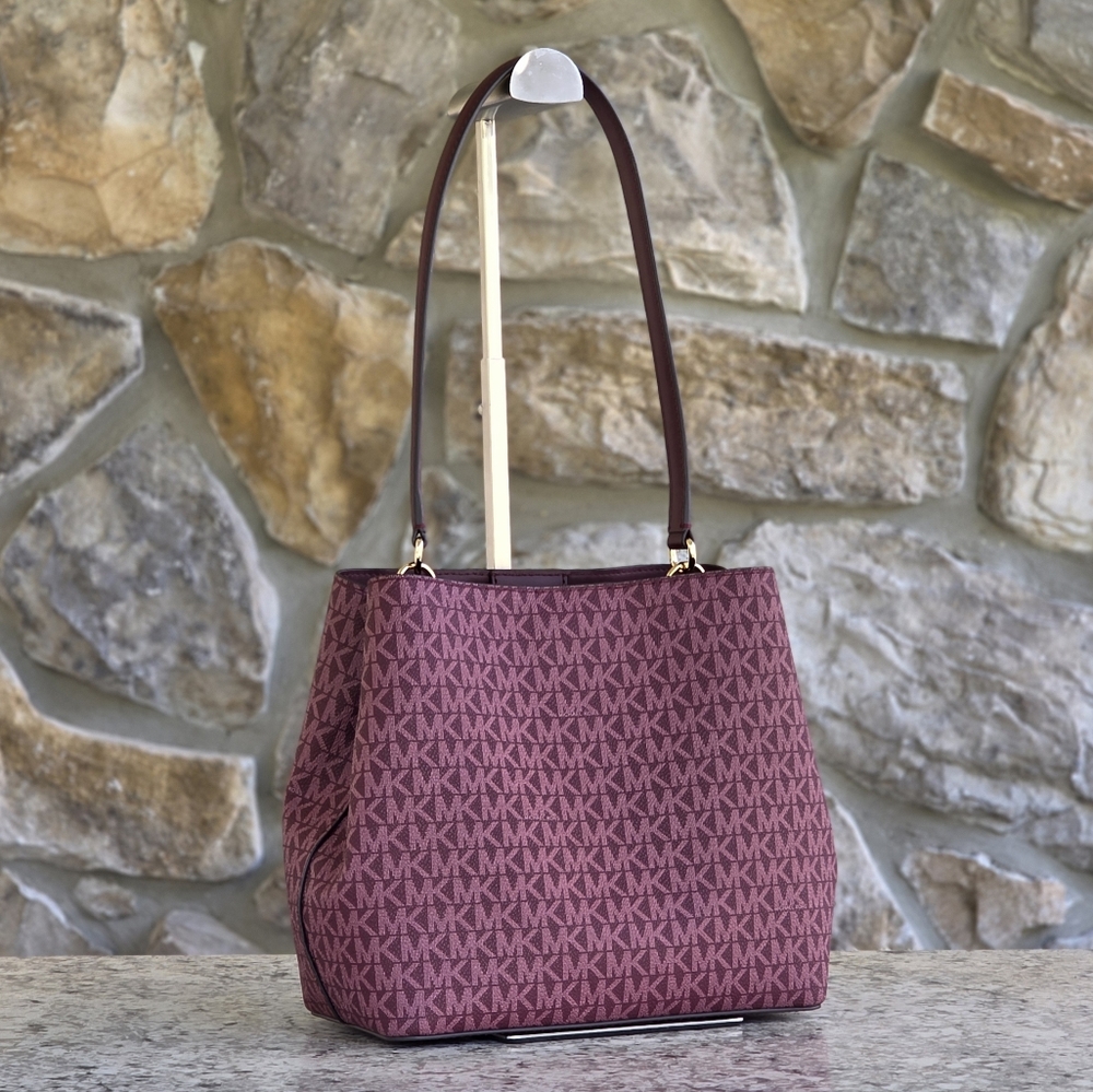 Michael Kors Pratt Medium Logo Center Stripe Shoulder Bag - Picture 3 of 10